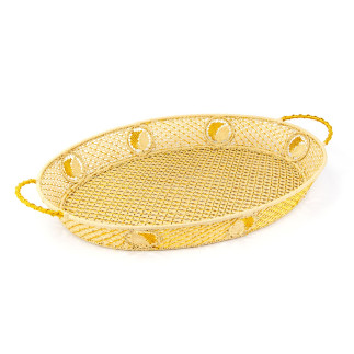 Oval raffia mesh tray