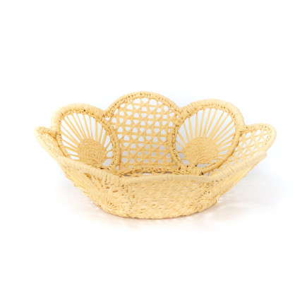 Raffia bread basket, wave shape