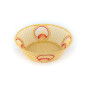 Round raffia basket with red edged fan embroidery