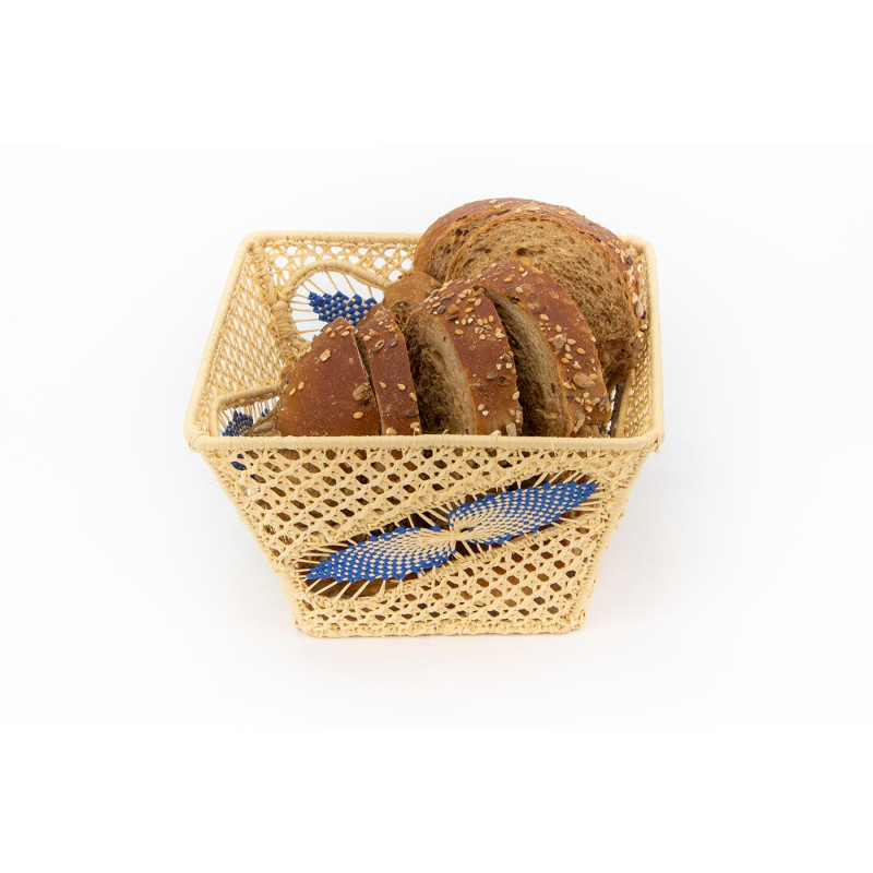 matches21 Cestino per Il Pane in Tessuto, Rettangolare, da Legare, Stile Rustico, a Quadretti, Verde Bianco & Cuore, Ricamato per Cucina e Tavolo, 35 x 35 cm