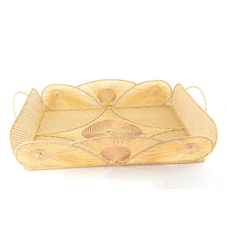Rectangular raffia basket tray