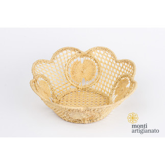 Elegant round raffia bread basket